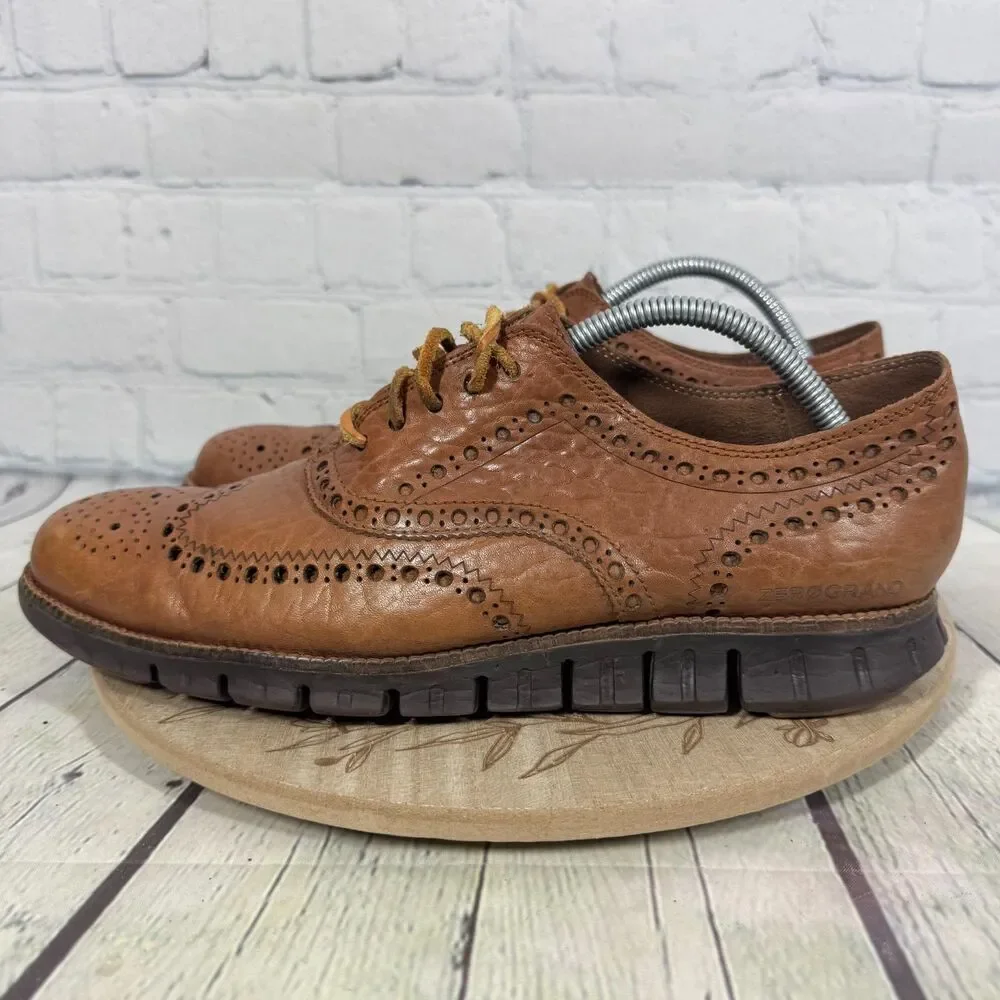 Cole Haan Zerogrand Wingtip Oxford Shoes Men 10.5 Brown Leather Brogue Comfort